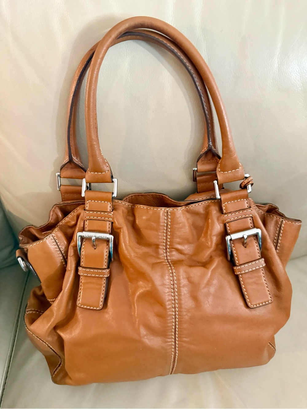 Vintage Y2K Michael Kors Cognac Leather Slouchy Satchel 💼
